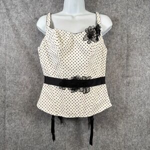 Fredericks of Hollywood Corset Top Sz Medium Romantic Pinup Polkadot Coquette
